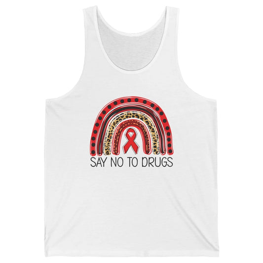 Red Ribbon Week Awareness Leopard Rainbow Say No To Drugs Unisex Jersey Tank