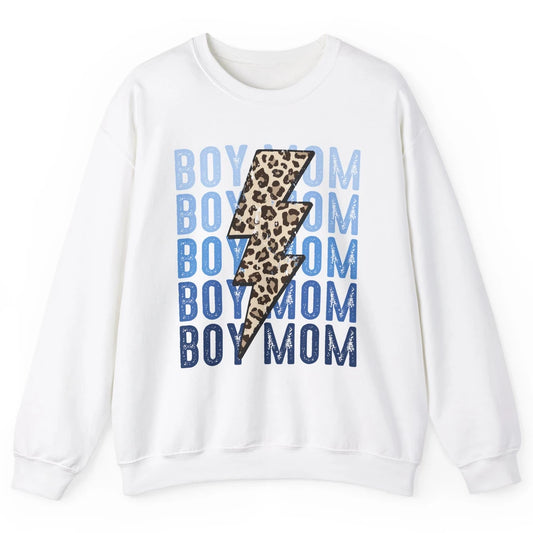 Retro Leopard Boy Mom Lightning Bolt Western Country Mama Unisex Crewneck Sweatshirt