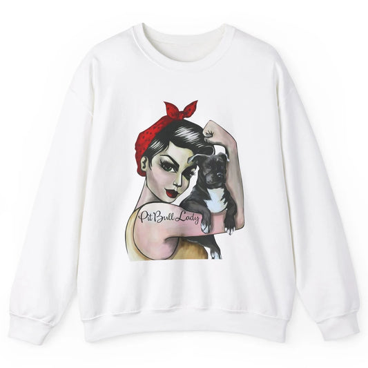 Pit Bull Lady Pit Bull Mom Dog Mom Bandana Dog Lovers Gift Unisex Crewneck Sweatshirt