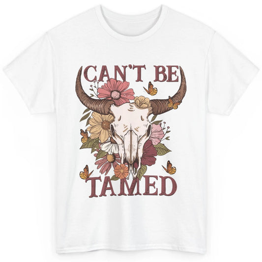 Retro Floral Boho Bull Skull Can't Be Tamed Western Country Classic Unisex T-Shirt