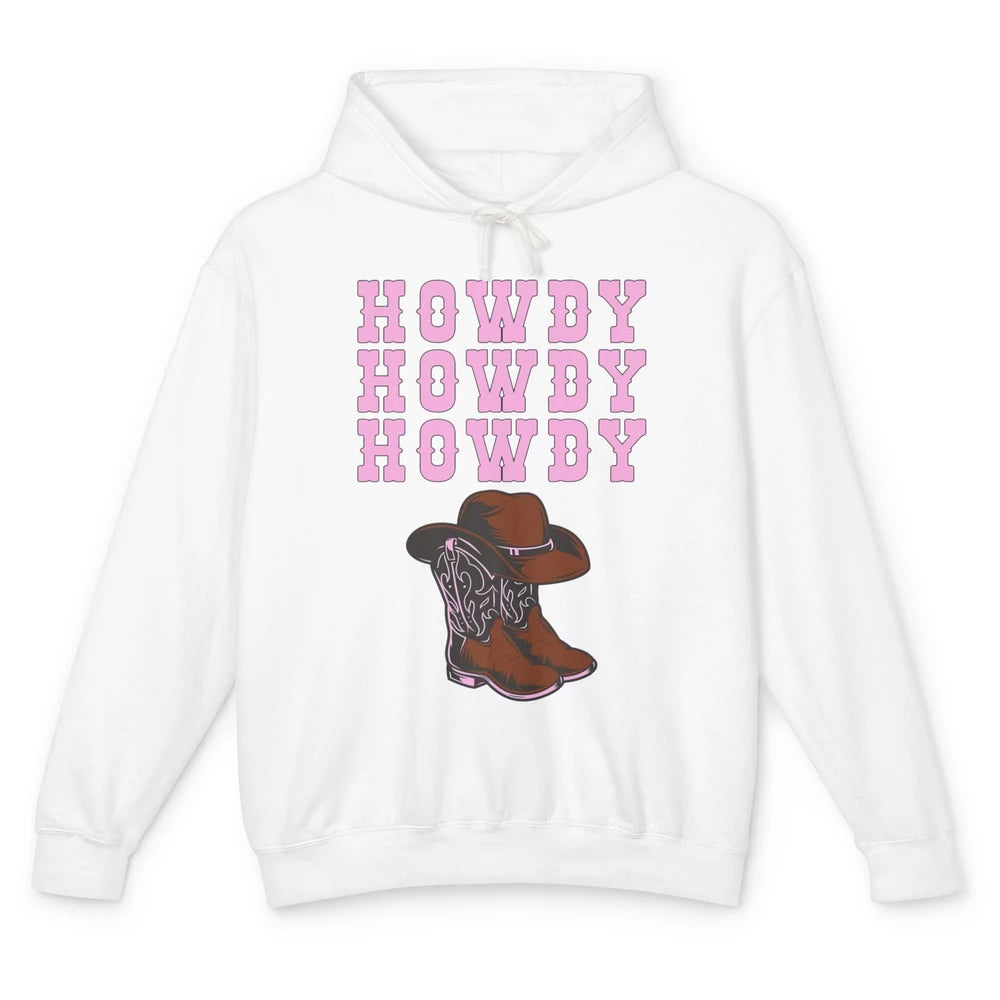 Retro Cowgirl Boots And Hat Howdy Western Country Cowboy Unisex Lightweight Hoodie