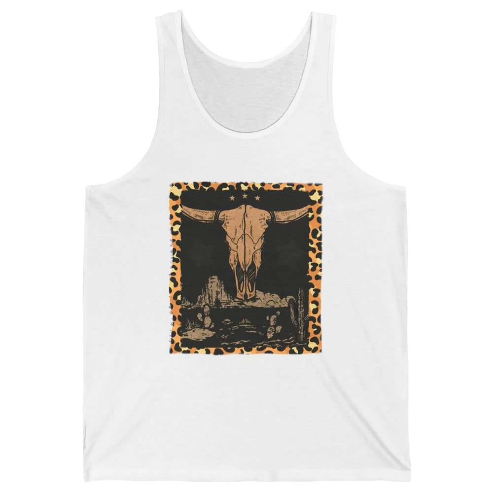Retro Desert Cactus Cow Horn Skull Western Country Cowboy Unisex Jersey Tank