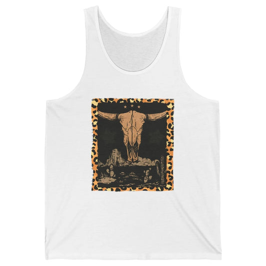 Retro Desert Cactus Cow Horn Skull Western Country Cowboy Unisex Jersey Tank