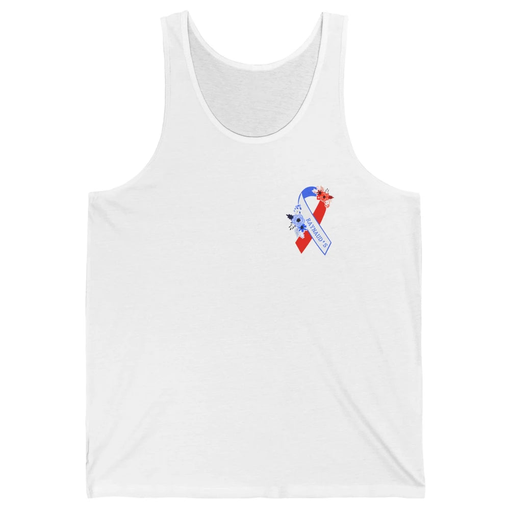 Raynaud's Syndrome Awareness Support Floral Red Blue Ribbon Unisex Jersey Tank