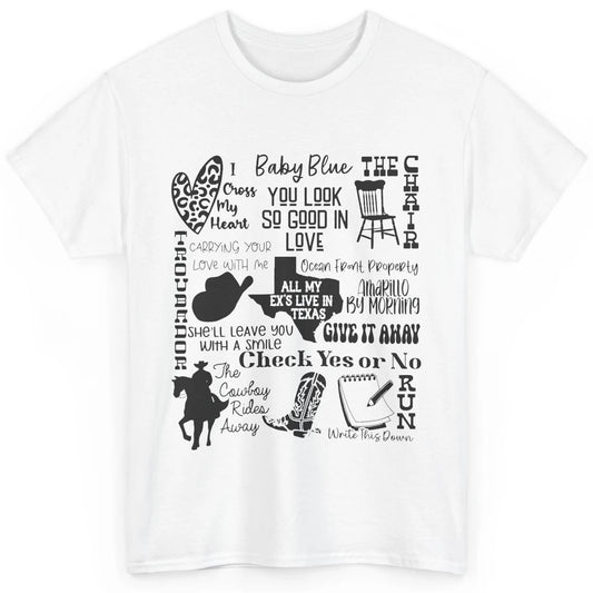 Retro Cowboy Boots Hat Texas Map Western Country Music Classic Unisex T-Shirt