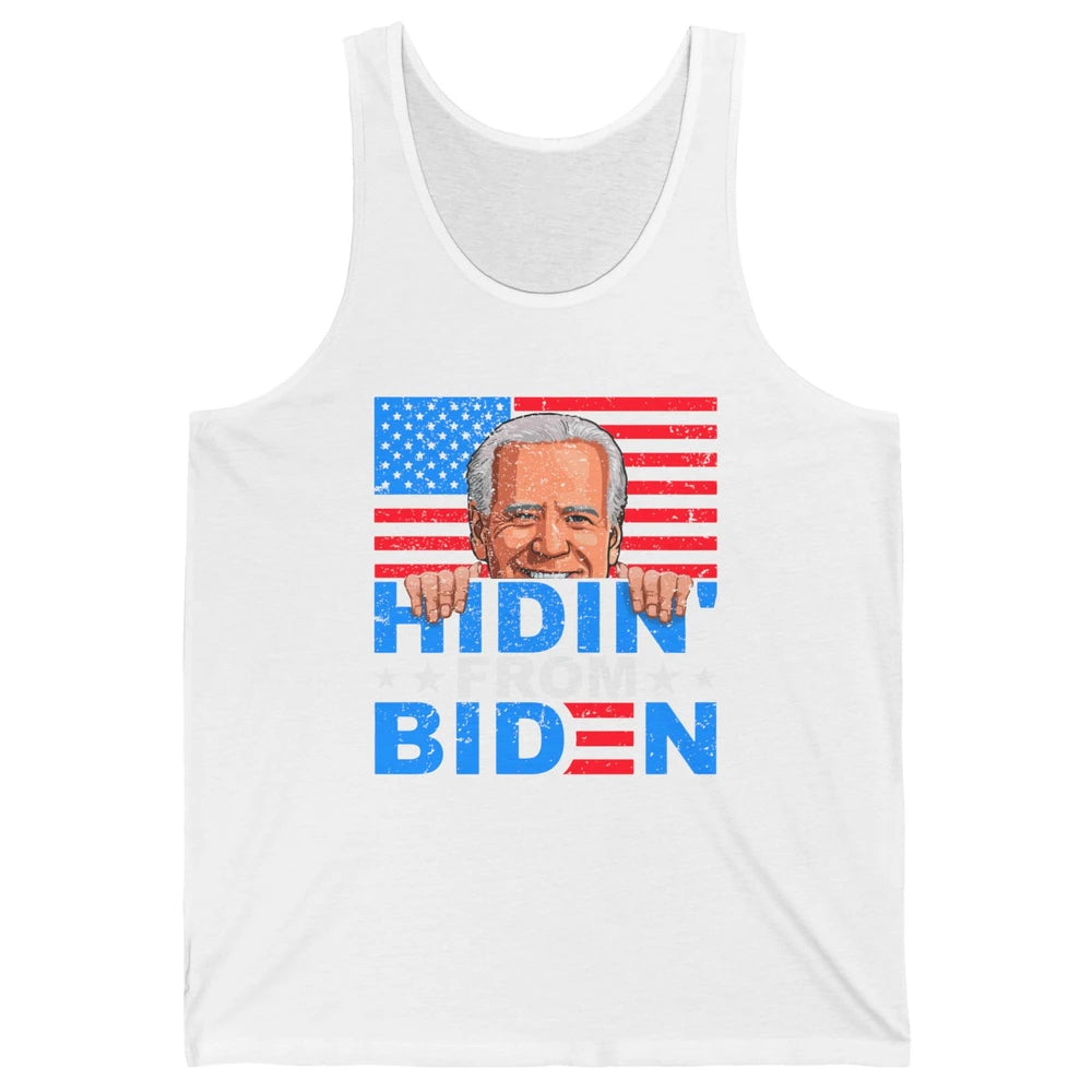 Retro Funny Joe Biden Hiding From Biden Anti Liberal US Flag Unisex Jersey Tank