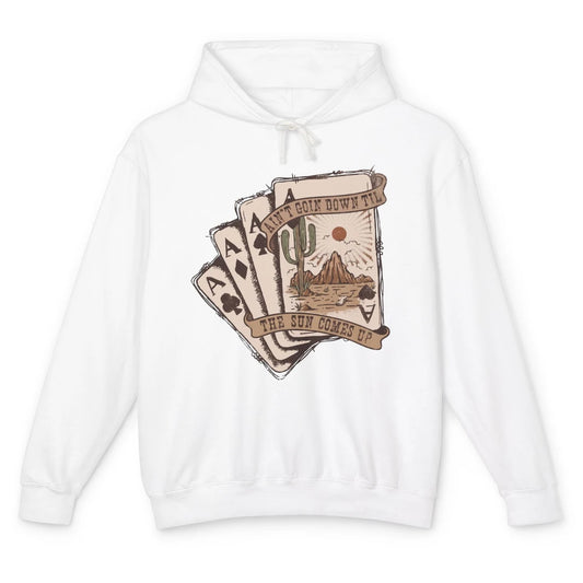 Retro Desert Sunset Cards Ain't Going Down Western Country Unisex Lightweight Hoodie