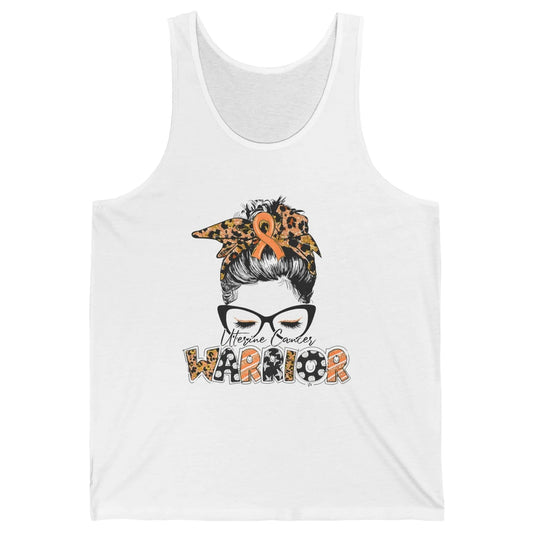 Messy Hair Leopard Woman Warrior Uterine Cancer Awareness Unisex Jersey Tank