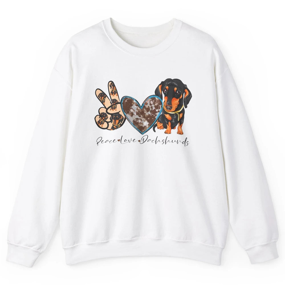 Peace Love Dachshund Dog Mom Dachshund Lovers Wiener Mom Unisex Crewneck Sweatshirt