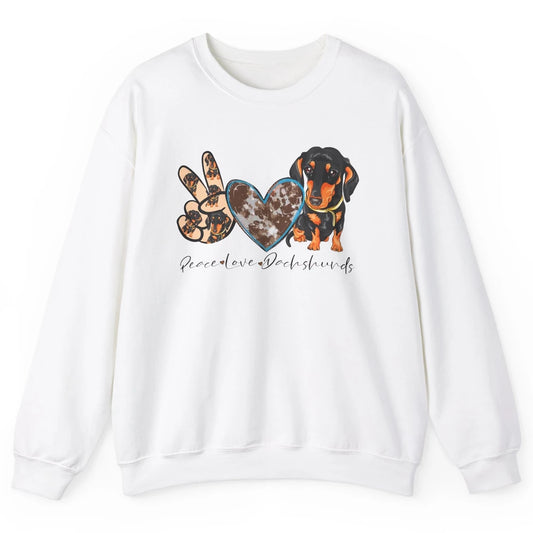 Peace Love Dachshund Dog Mom Dachshund Lovers Wiener Mom Unisex Crewneck Sweatshirt
