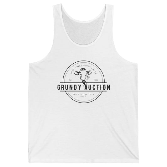 Retro Cow Cattle Grundy County Auction Western Country Farm Unisex Jersey Tank
