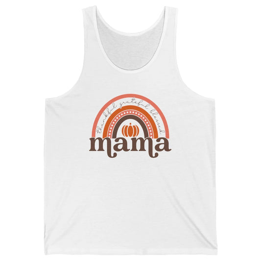 Pumpkin Rainbow Thankful Grateful Blessed Mama Thanksgiving Unisex Jersey Tank