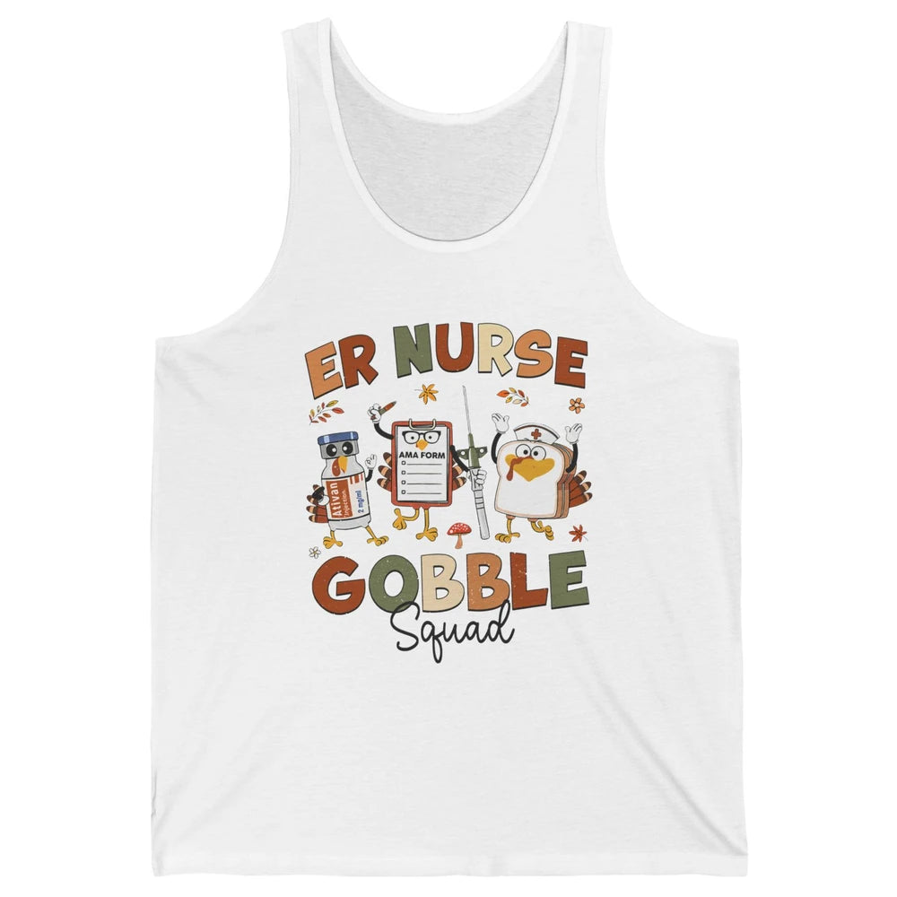 Thanksgiving ER Nurse Gobble Squad Emergency Room Thankful Unisex Jersey Tank