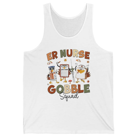 Thanksgiving ER Nurse Gobble Squad Emergency Room Thankful Unisex Jersey Tank