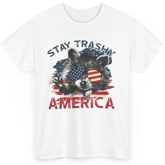 Raccoon US Flag Glasses Stay Trashy America Patriot Racoon Classic Unisex T-Shirt