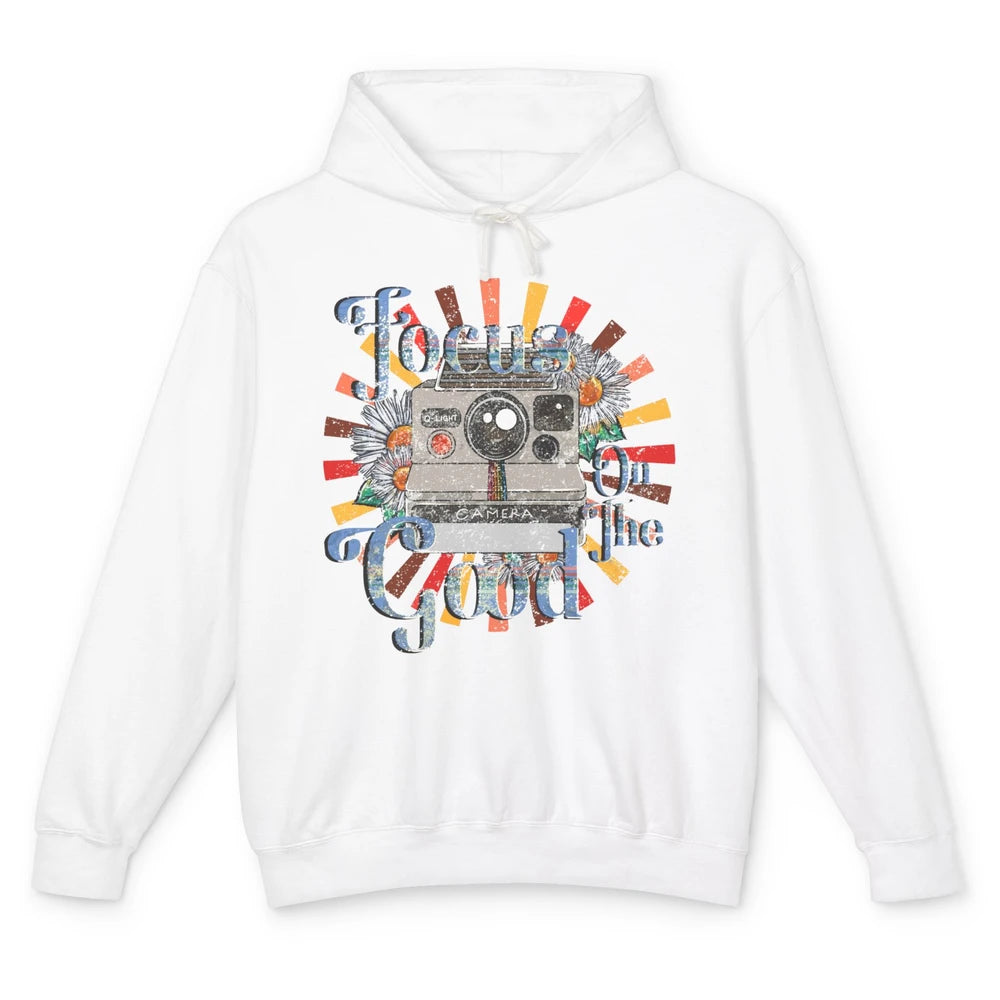 Photography Retro Camera Focus On The Good Photographer Life Unisex Lightweight Hoodie