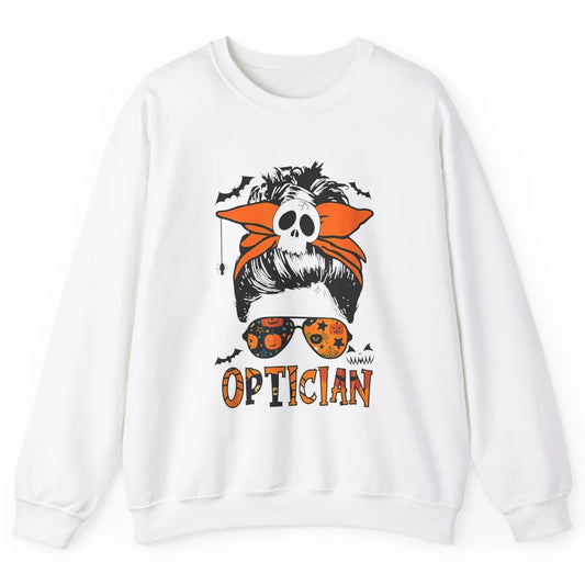 Optician Messy Hair Bun Eye Glasses Halloween Spooky Season Unisex Crewneck Sweatshirt