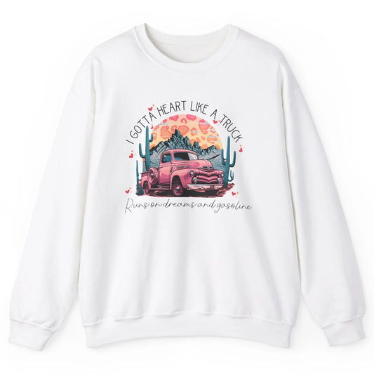 Retro Desert Cactus Got A Heart Like Truck Western Valentine Unisex Crewneck Sweatshirt