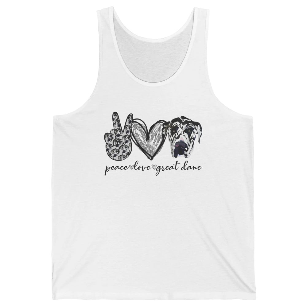 Peace Love Great Dane Dog Lovers Great Dane Mothers Fathers Unisex Jersey Tank