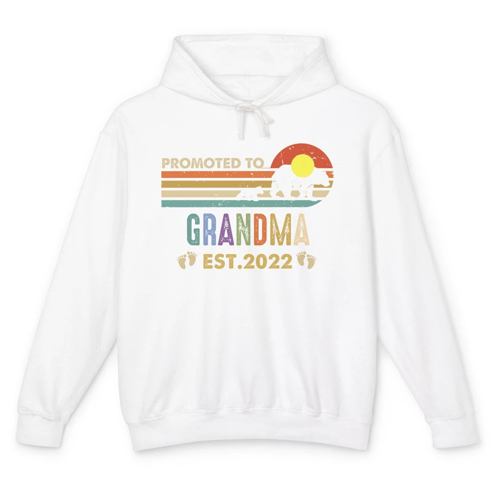 Retro Bear Sunset Promoted To Grandma Est 2022 Pregnancy Unisex Lightweight Hoodie