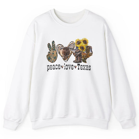 Retro Peace Love Texas Cowboy Boot Western Girl Cactus Lover Unisex Crewneck Sweatshirt
