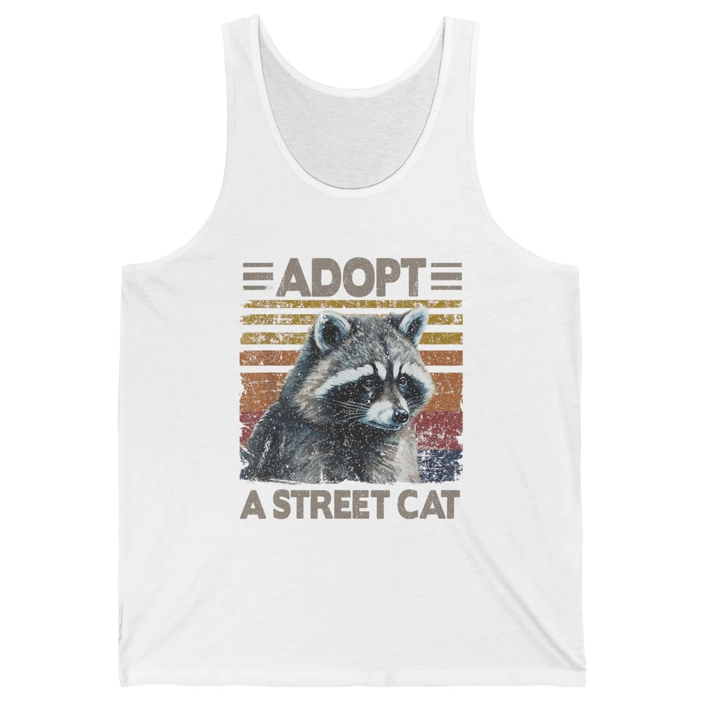Retro Adopt A Street Cat Raccoon Watercolor Possum Adoption Unisex Jersey Tank