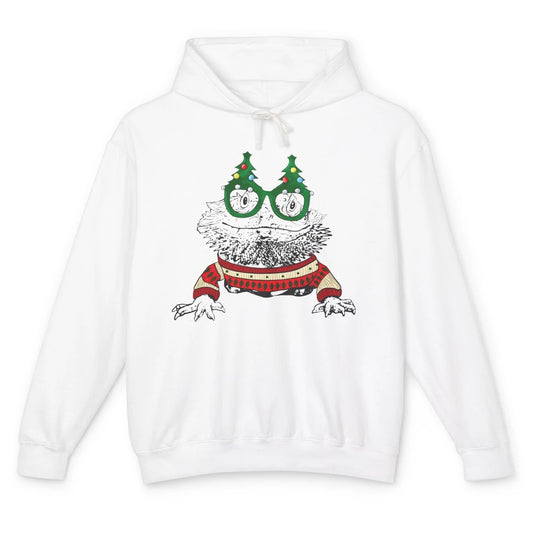 Christmas Bearded Dragon Glasses Animal Merry Xmas Gift Unisex Lightweight Hoodie