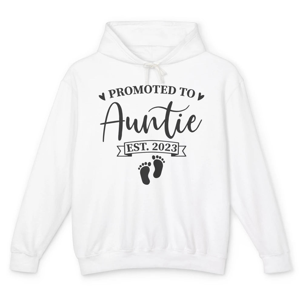 Promoted To Auntie Est 2023 Auntie To Be Baby Reveal Gift Unisex Lightweight Hoodie