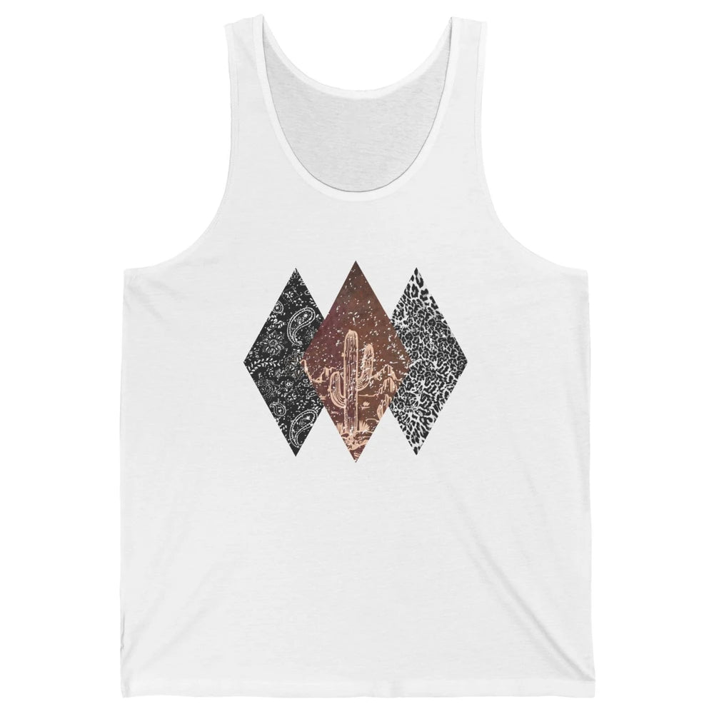 Retro Leopard Desert Cactus Sunset Western Country Cowgirl Unisex Jersey Tank