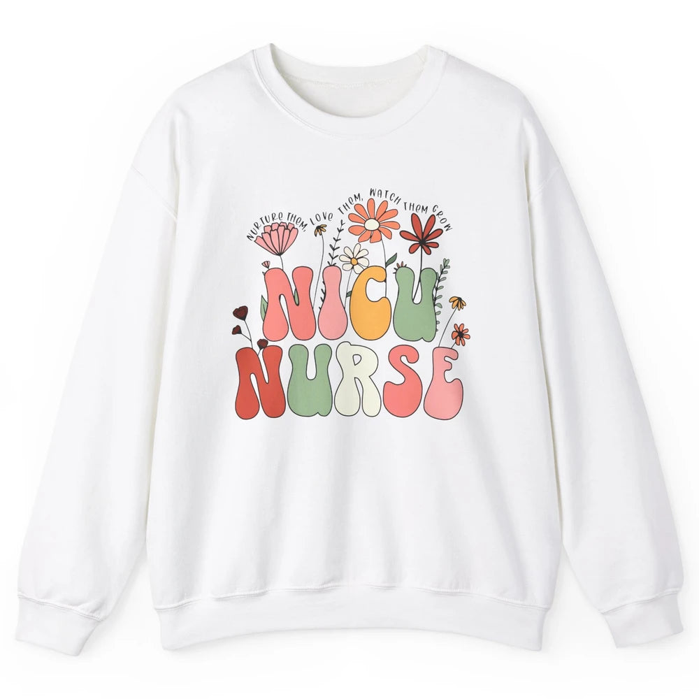 NICU Nurse Wildflower Neonatal Nurse Baby Nurse Appreciation Unisex Crewneck Sweatshirt