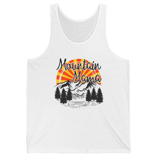 Retro Rainbow Sunset Mountain Mama Hiking Mom Climbing Unisex Jersey Tank