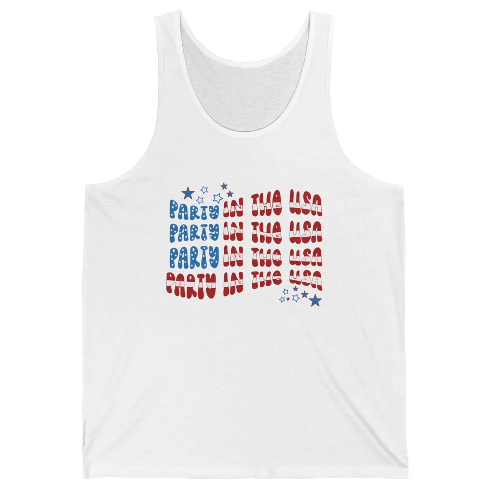 Retro July 4th Party In The USA Retro Stripe Star US Patriot Unisex Jersey Tank