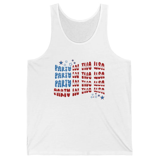 Retro July 4th Party In The USA Retro Stripe Star US Patriot Unisex Jersey Tank