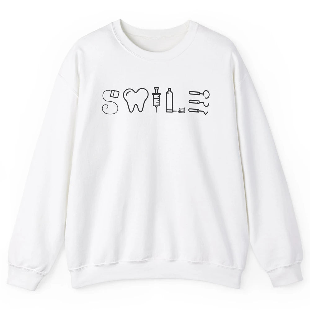 Retro Dental Hygienist Life Smile Dental Tools Dentist Life Unisex Crewneck Sweatshirt