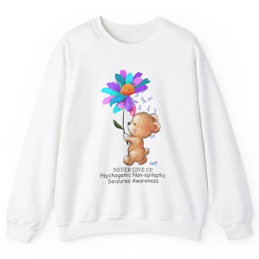 PNES Awareness Purple Teal Ribbon Sunflower Baby Elephant Unisex Crewneck Sweatshirt