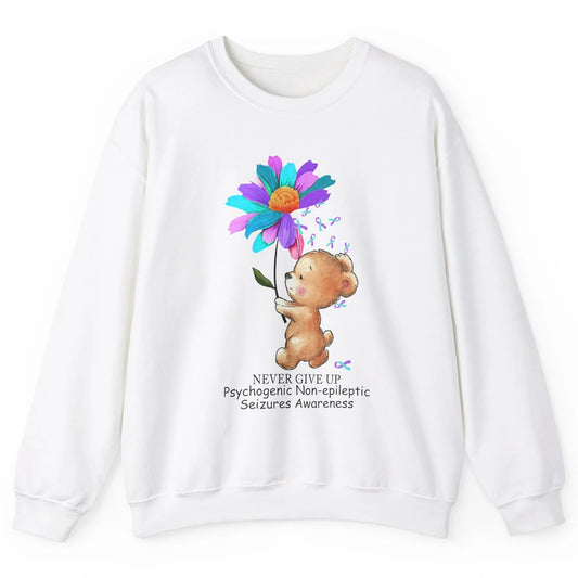 PNES Awareness Purple Teal Ribbon Sunflower Baby Elephant Unisex Crewneck Sweatshirt