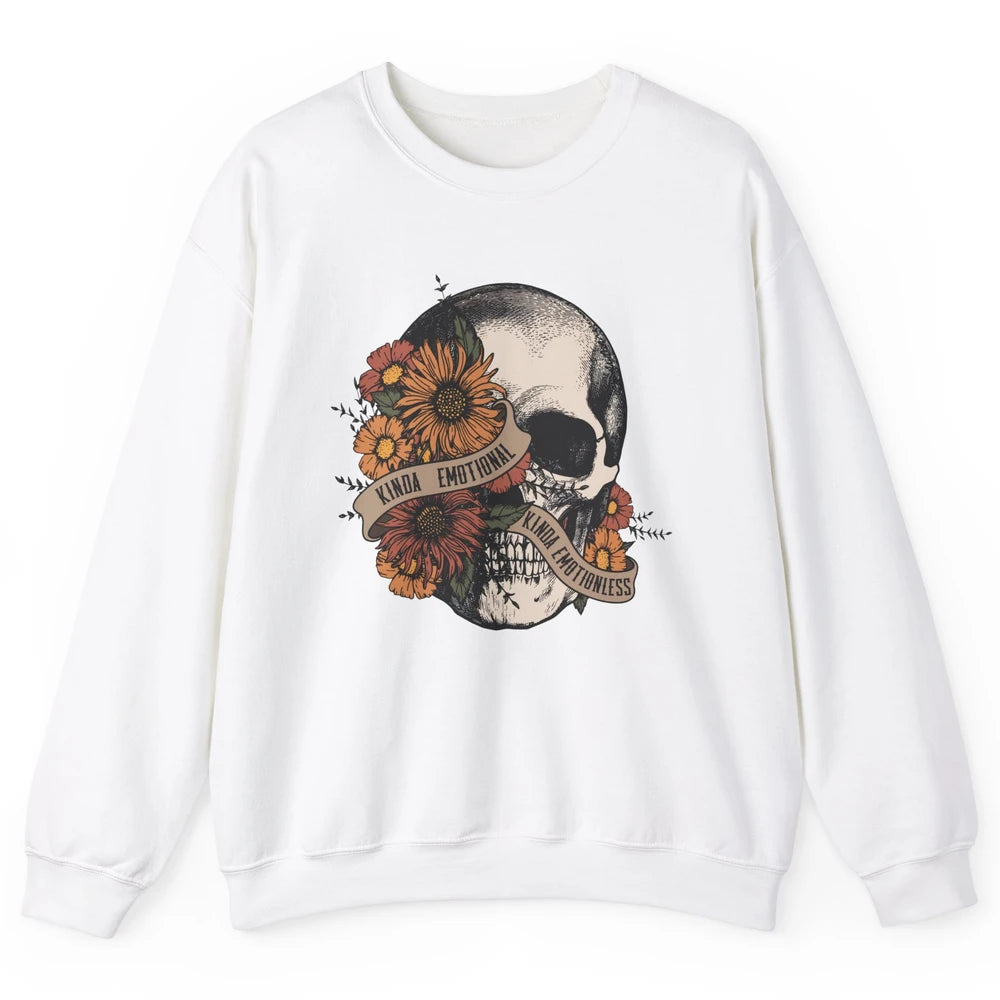 Retro Kinda Emotional Kinda Emotionless Floral Skull Unisex Crewneck Sweatshirt