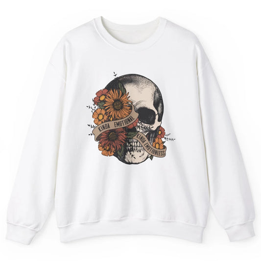 Retro Kinda Emotional Kinda Emotionless Floral Skull Unisex Crewneck Sweatshirt