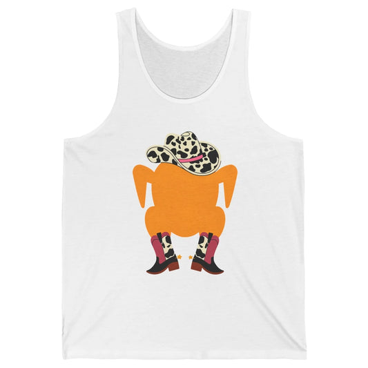 Funny Turkey Cowboy Boots Western Country Thanksgiving Day Unisex Jersey Tank