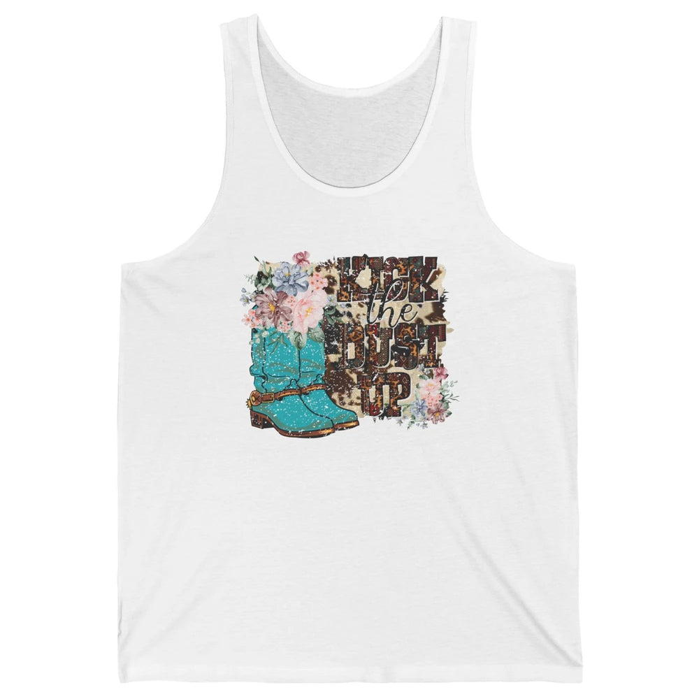 Retro Floral Cowgirl Boot Kick The Dust Up Western Country Unisex Jersey Tank