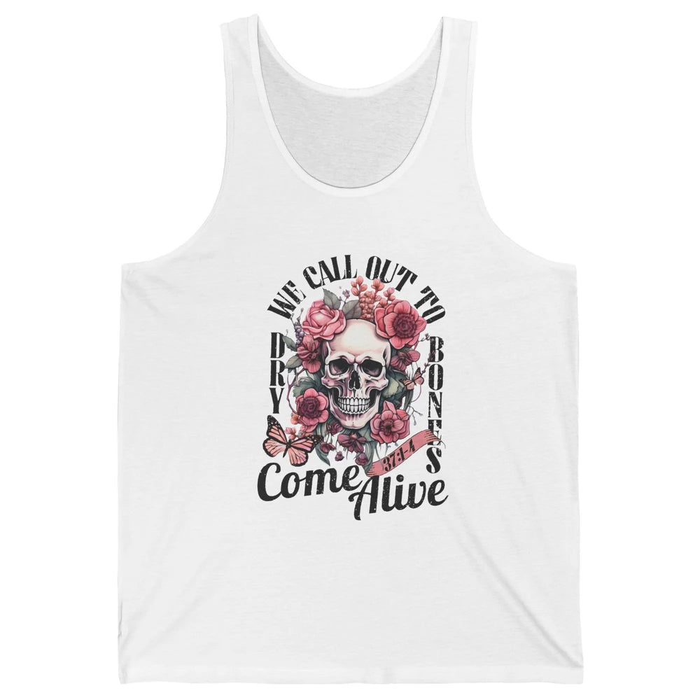 Floral Skull Dry Bones Come Alive Bible Christian Halloween Unisex Jersey Tank