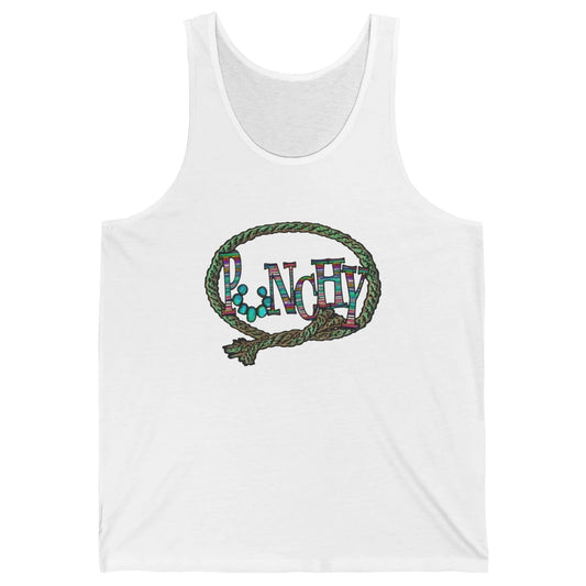 Retro Cowgirl Punchy Cowhide Turquoise Lasso Western Cowboy Unisex Jersey Tank
