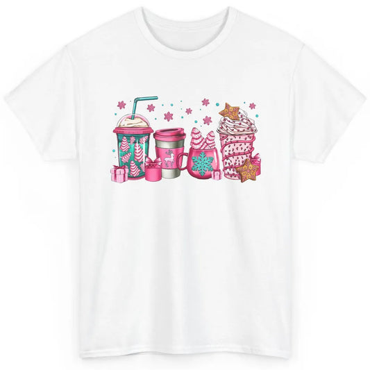 Pink Christmas Coffee Christmas Tree Cake Christmas Lovers Classic Unisex T-Shirt