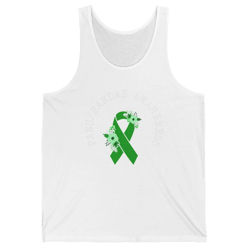 PANS/PANDAS Awareness Floral Green Ribbon Pans Disease Unisex Jersey Tank