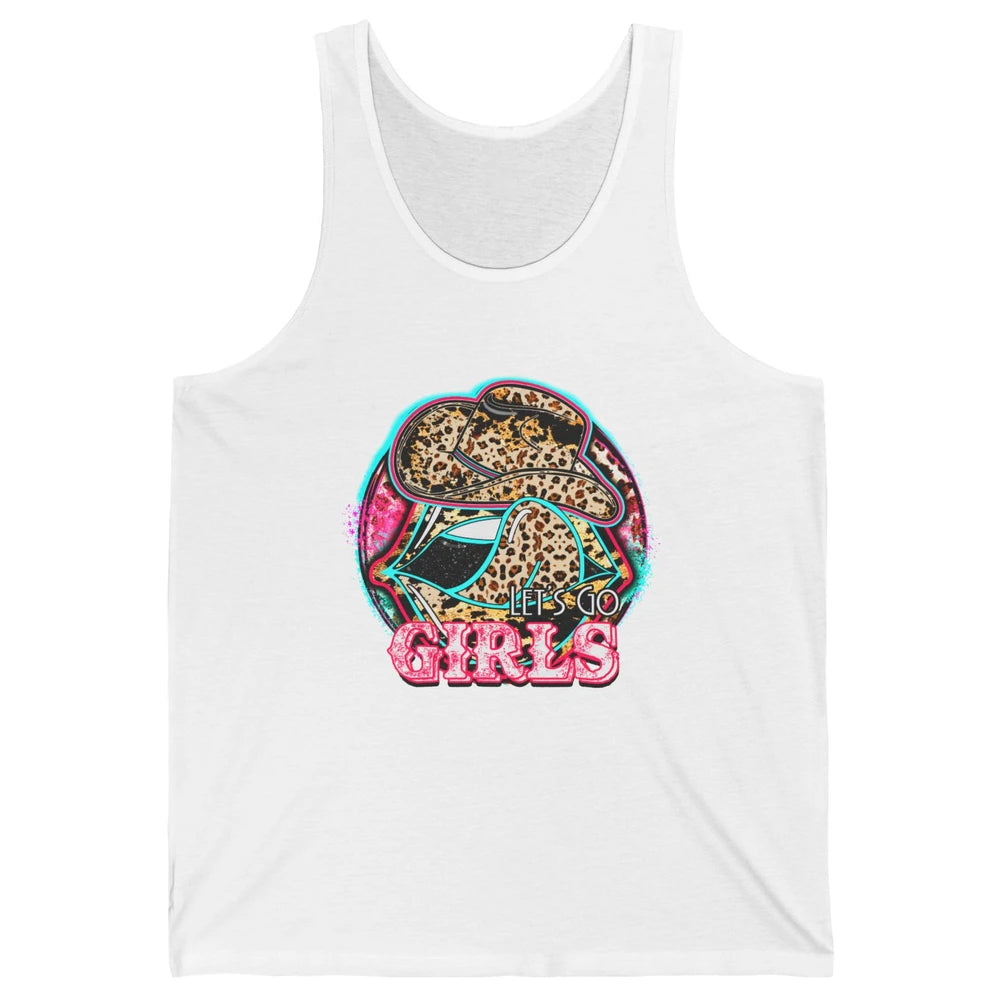 Retro Leopard Cowboy Boots Let's Go Girls Western Cowgirls Unisex Jersey Tank