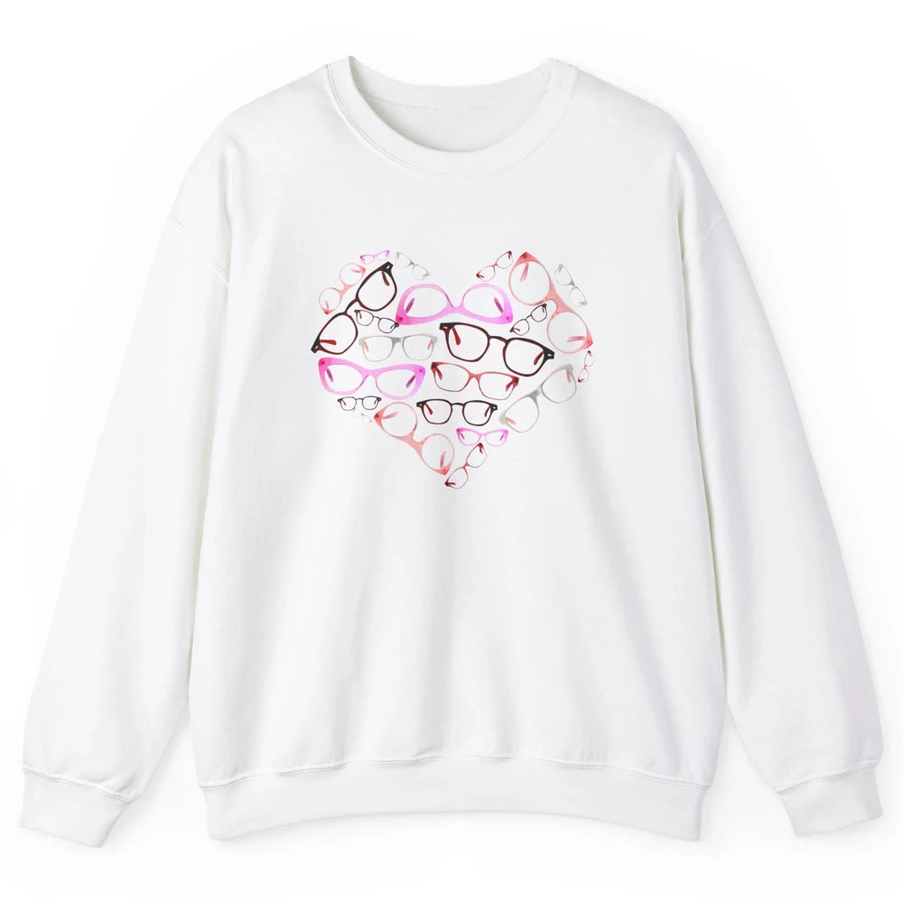 Optometrist Eyeglasses Heart Valentines Day Optician Life Unisex Crewneck Sweatshirt