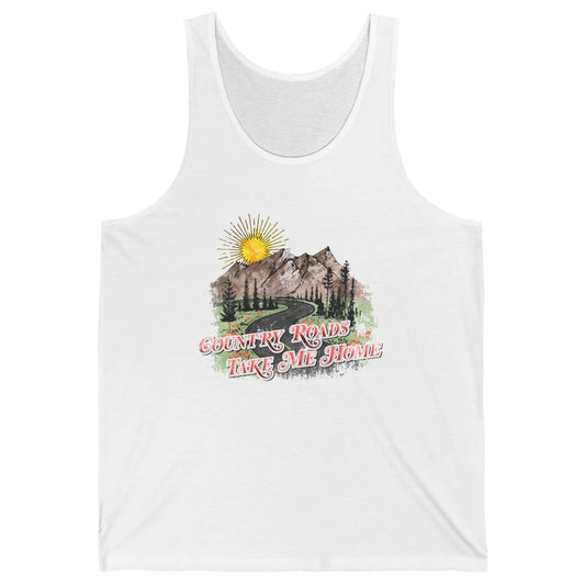 Retro Mountain Sunset Country Roads Take Me Home Western Unisex Jersey Tank