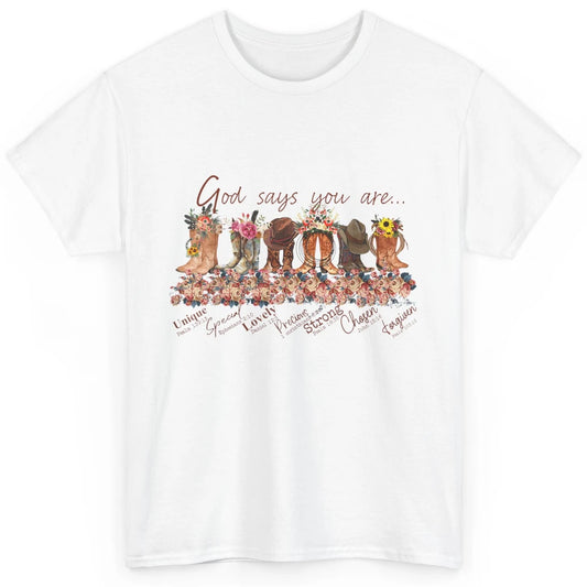 Retro Cowboy Boots God Say You Are Cowgirl Floral Western Classic Unisex T-Shirt