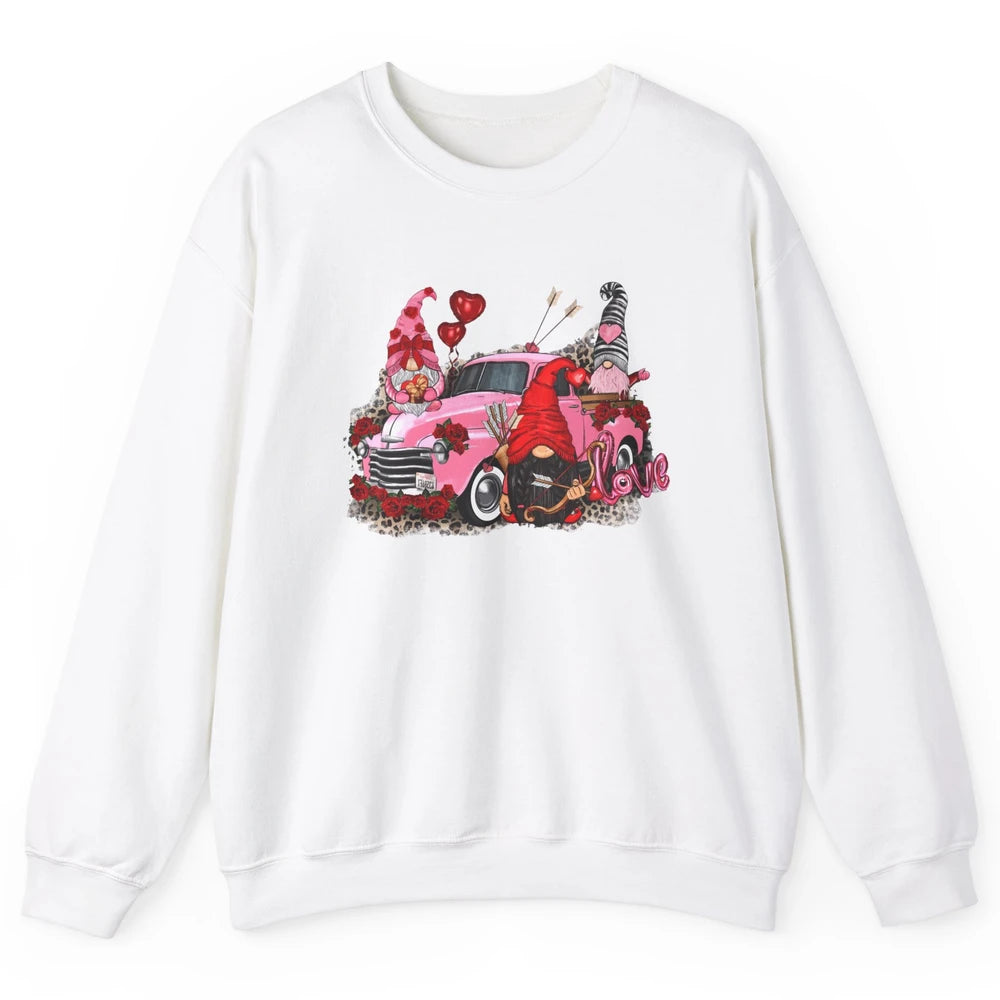 Pink Gnomes Truck Valentines Loads Of Love Western Valentine Unisex Crewneck Sweatshirt