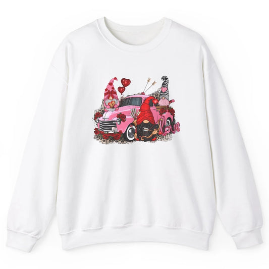 Pink Gnomes Truck Valentines Loads Of Love Western Valentine Unisex Crewneck Sweatshirt